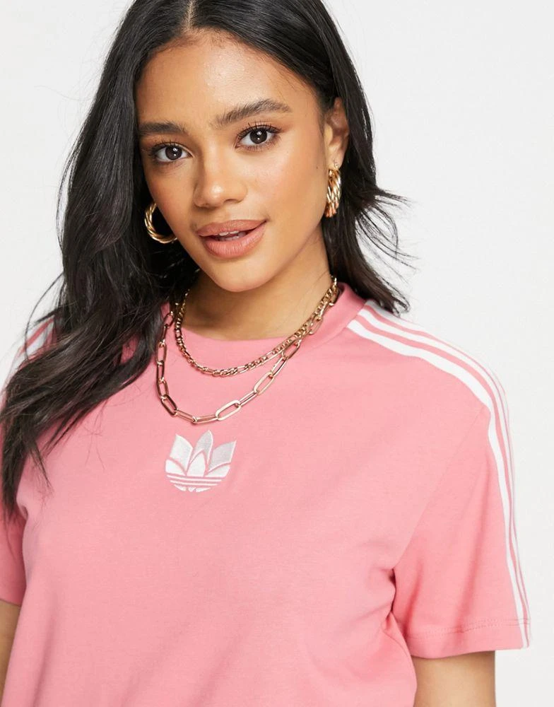 商品Adidas|adidas Originals adicolour 3D logo three stripe t-shirt in hazy rose,价格¥166,第3张图片详细描述