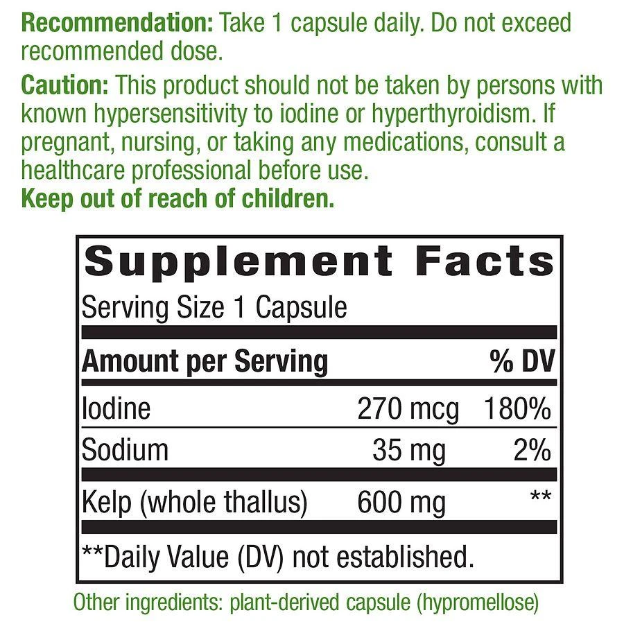 商品Nature's Way|Kelp Vegetarian Capsules,价格¥104,第3张图片详细描述