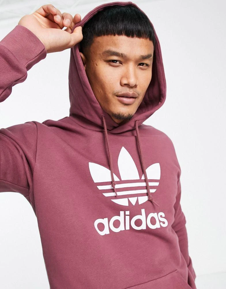 商品Adidas|adidas Originals adicolor Trefoil hoodie in quiet crimson red,价格¥534,第4张图片详细描述