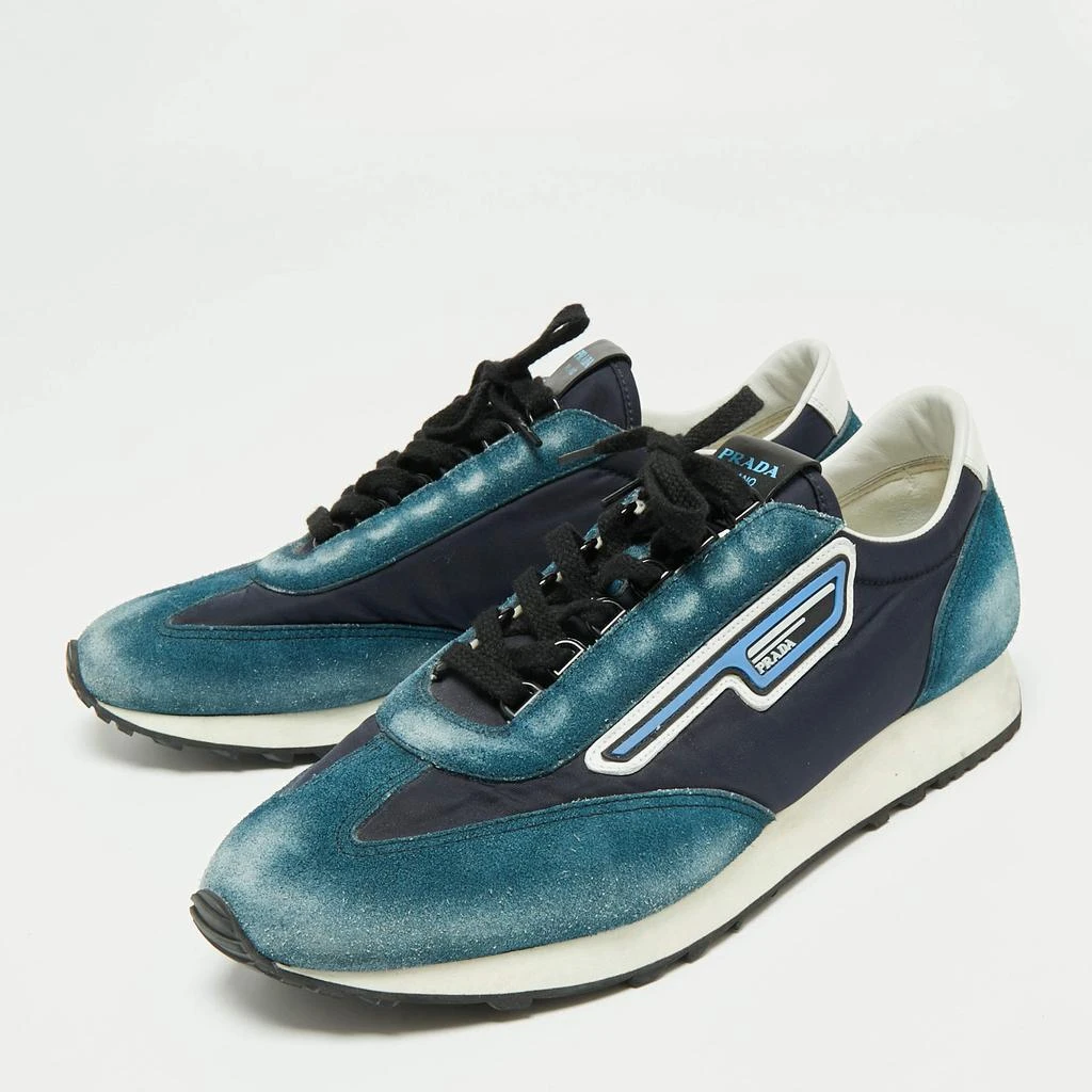 商品[二手商品] Prada|Prada Blue Suede And Nylon Low Top Sneakers Size 42,价格¥1445,第2张图片详细描述
