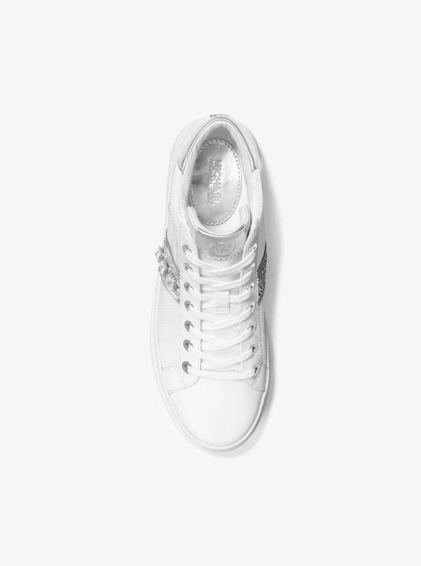 商品Michael Kors|Chapman Embellished Leather and Canvas High-Top Sneaker,价格¥670,第3张图片详细描述