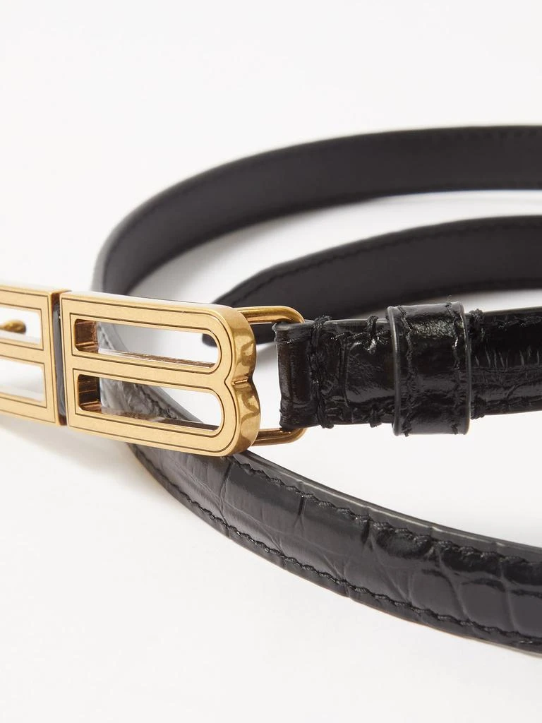 商品Balenciaga|Stretch BB crocodile-effect leather belt,价格¥3203,第3张图片详细描述