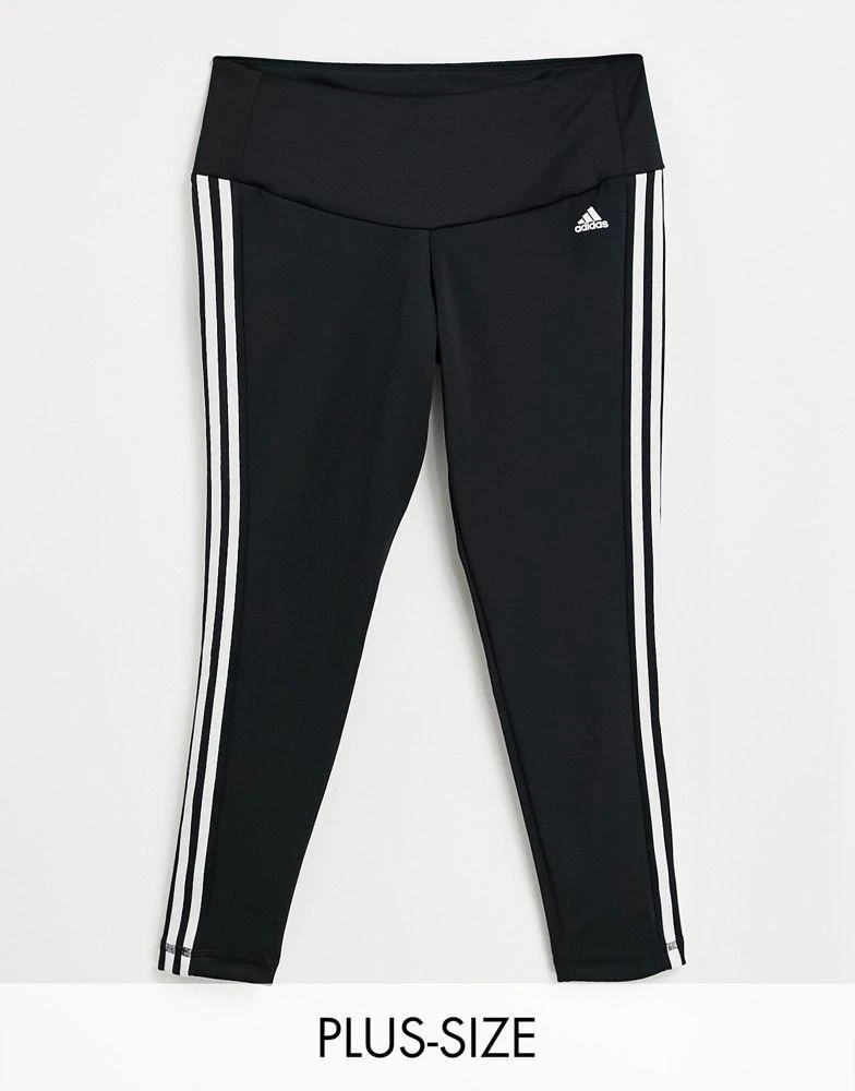 商品Adidas|adidas Training Plus 3 stripe 7/8 leggings in black,价格¥338,第1张图片