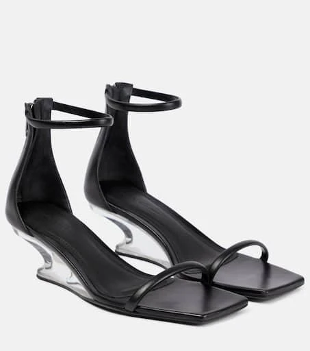 商品Rick Owens|Leather wedge sandals,价格¥5684,第1张图片