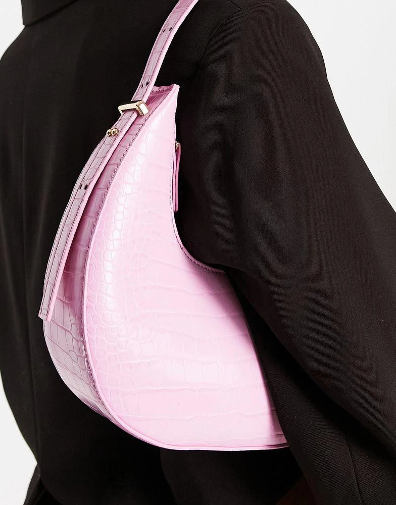 商品ASOS|ASOS DESIGN curve shoulder bag in large scale pink croc ,价格¥119,第2张图片详细描述