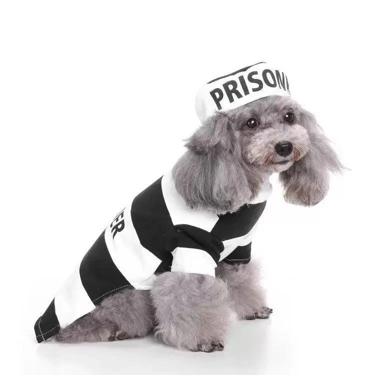 商品Pet Life|Striped Retro Inmate Prisoner Pet Dog Costume Uniform,价格¥214,第4张图片详细描述