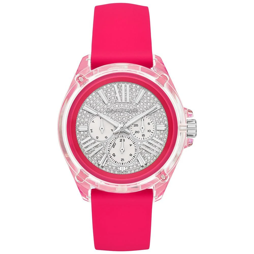 商品Michael Kors|Women's Wren Neon Pink Silicone Strap Watch 42mm,价格¥849,第1张图片