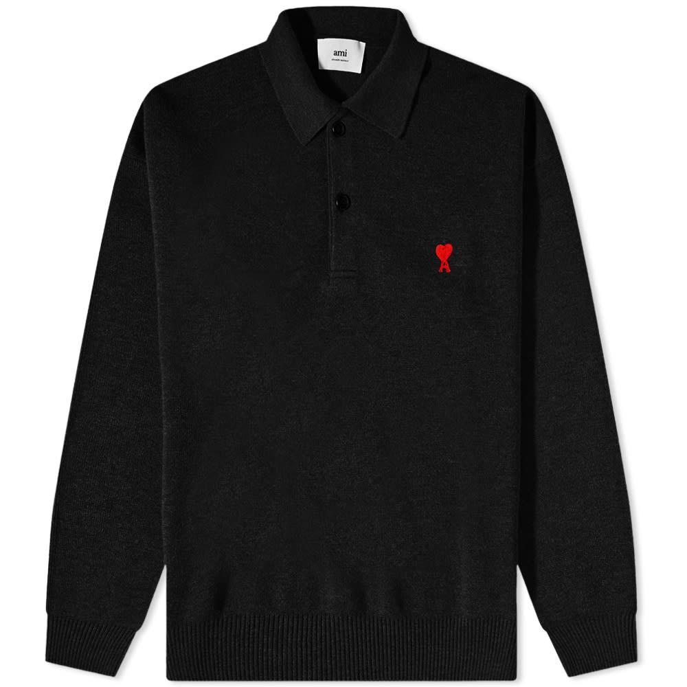 AMI Long Sleeve Small A Heart Knit Polo商品第1张图片规格展示