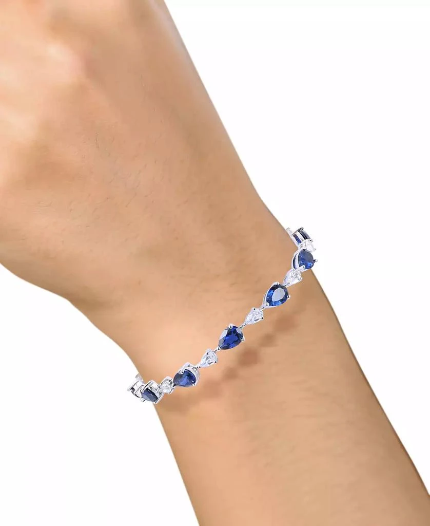 商品Macy's|Lab Grown Blue Sapphire (10-1/2 ct. t.w.) & Lab Grown White Sapphire (2-3/4 ct. t.w.) Pear Link Bracelet in Sterling Silver,价格¥2436,第2张图片详细描述