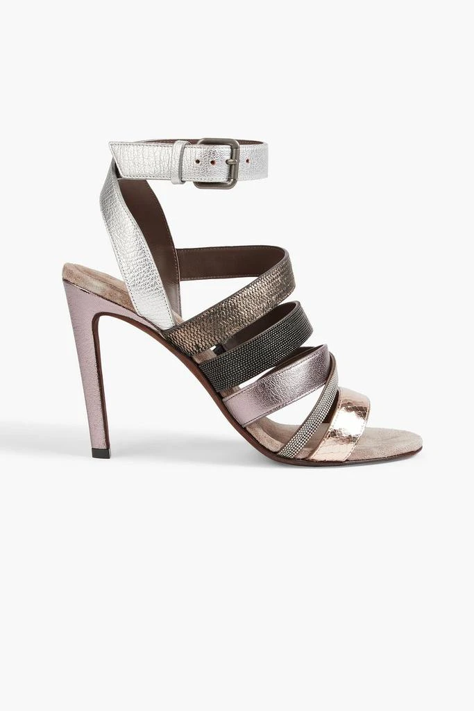 商品Brunello Cucinelli|Embellished metallic leather sandals,价格¥2955,第1张图片