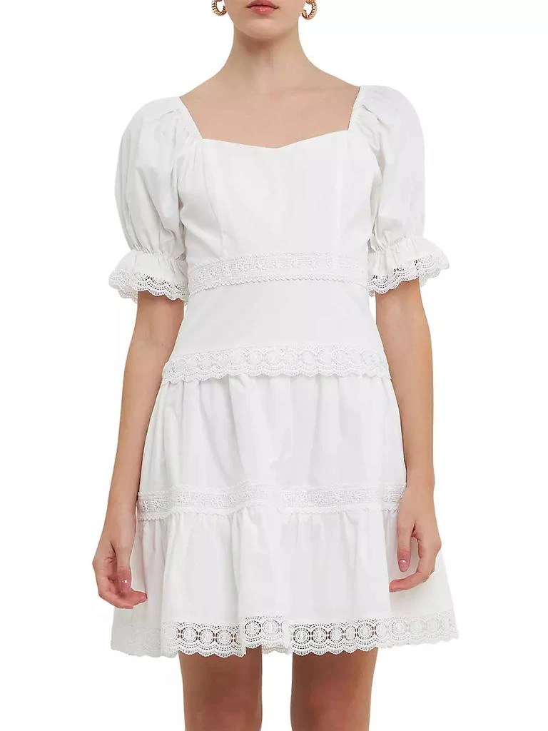 商品Endless Rose|Sweetheart Lace Combo Puff Mini Dress,价格¥906,第3张图片详细描述