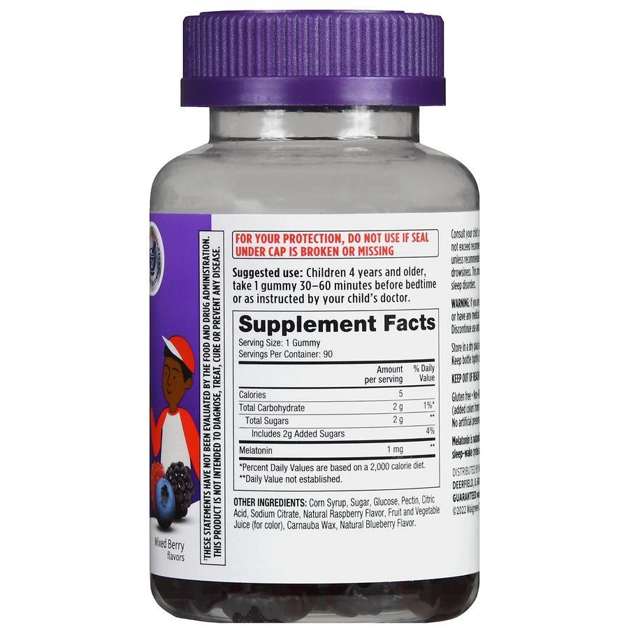 商品Walgreens|Children's Melatonin Gummies (90 days) Mixed Berry,价格¥90,第3张图片详细描述