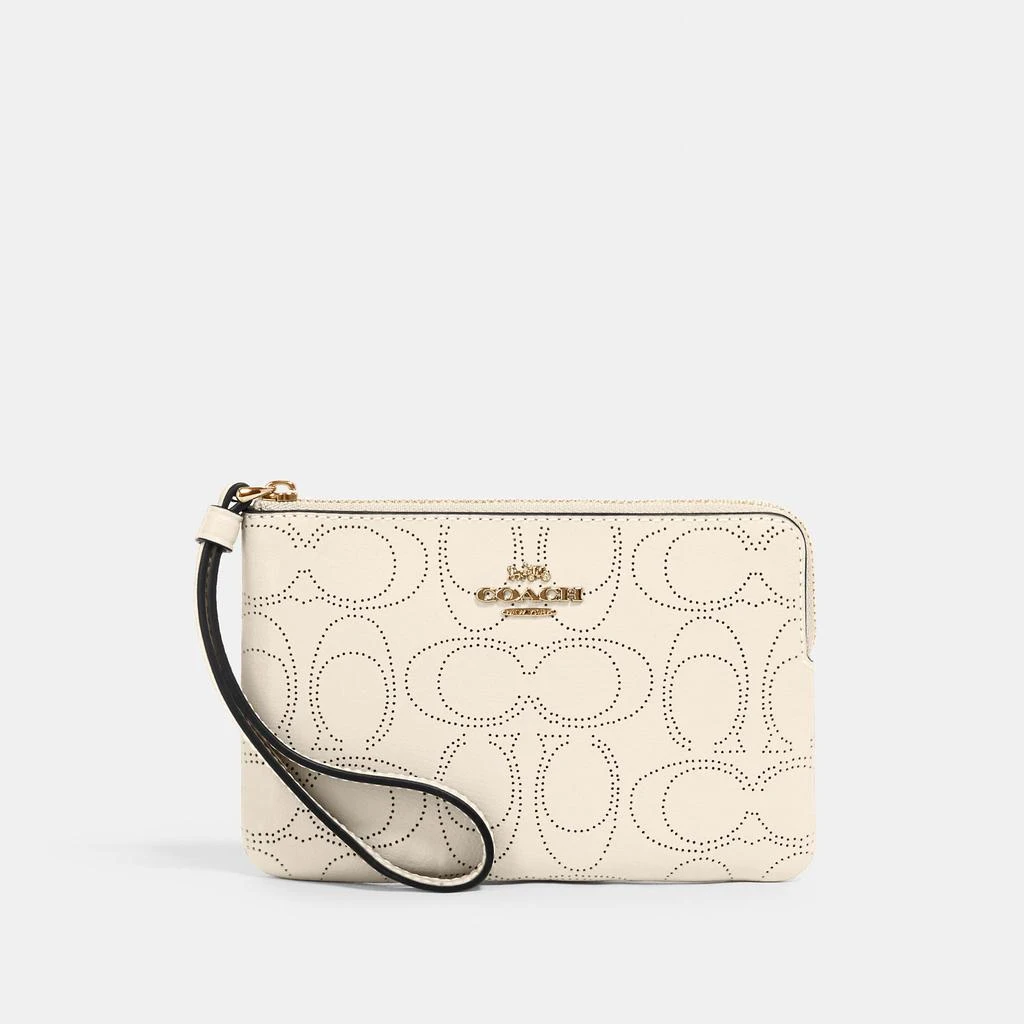 商品Coach|COACH Corner Zip Wristlet In Signature Leather,价格¥282,第3张图片详细描述