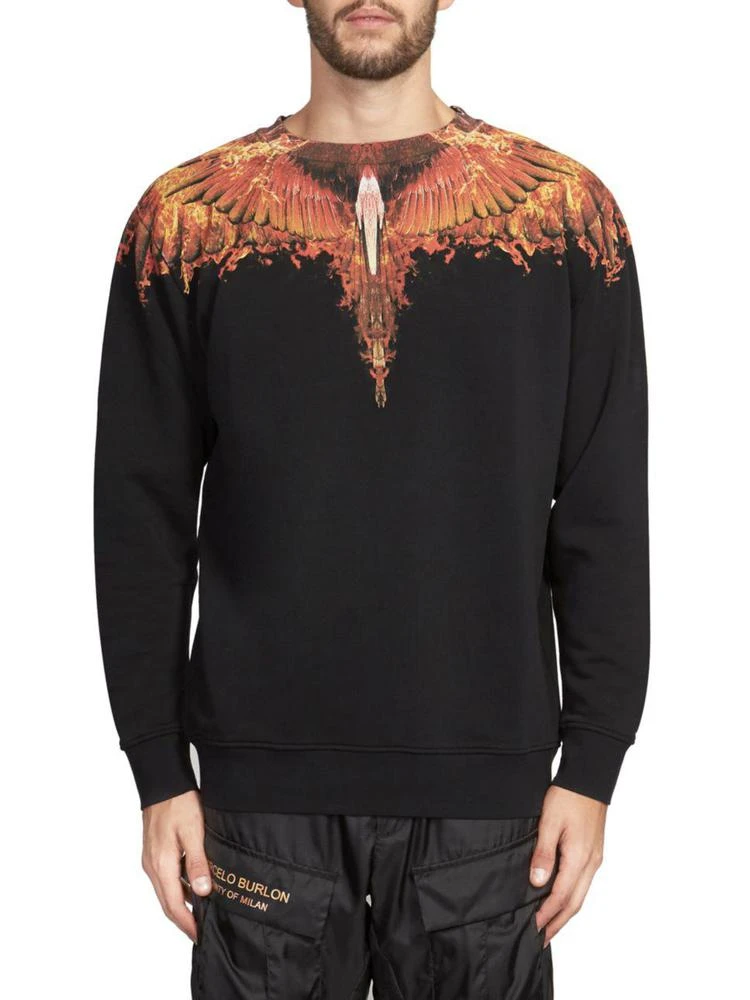 商品Marcelo Burlon|Flame Wing Cotton Sweatshirt,价格¥3263,第1张图片