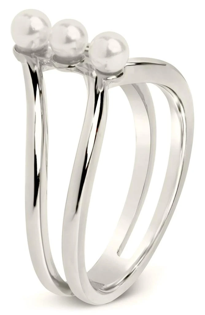 Sterling Silver Triple 3.5mm Freshwater Pearl Cutout Ring 商品