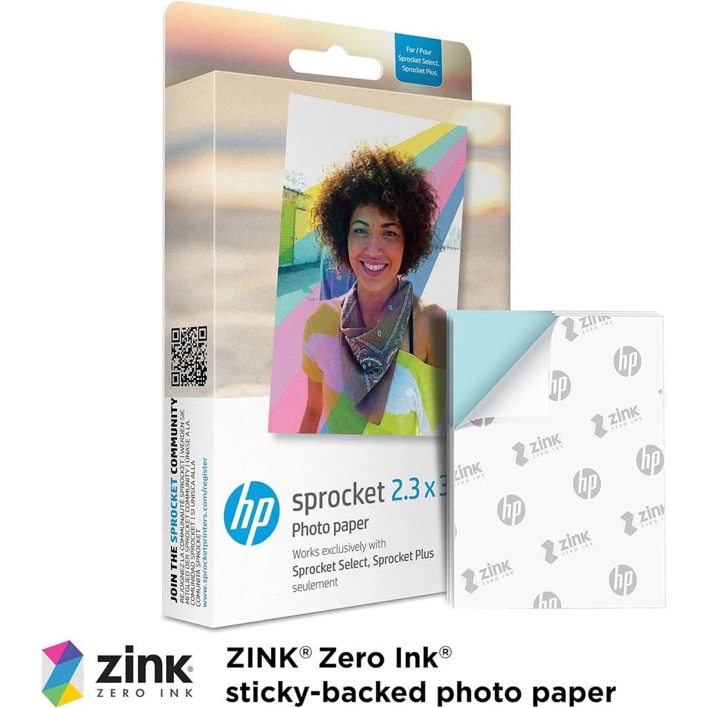 商品HP|Sprocket Sticky Back Zink Photo Paper 2.3 x 3.4" (50 Sheets), Stickers & Album Starter Bundle,价格¥272,第2张图片详细描述