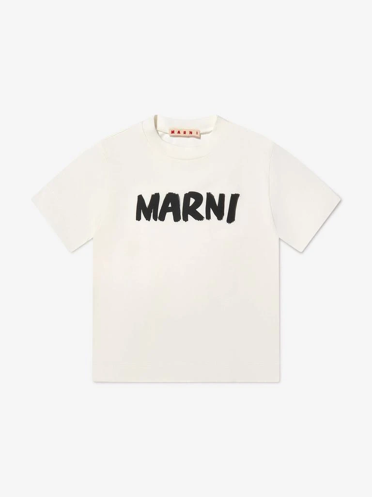 商品Marni|Marni Ivory Kids Chest Logo Print T-Shirt,价格¥637,第1张图片