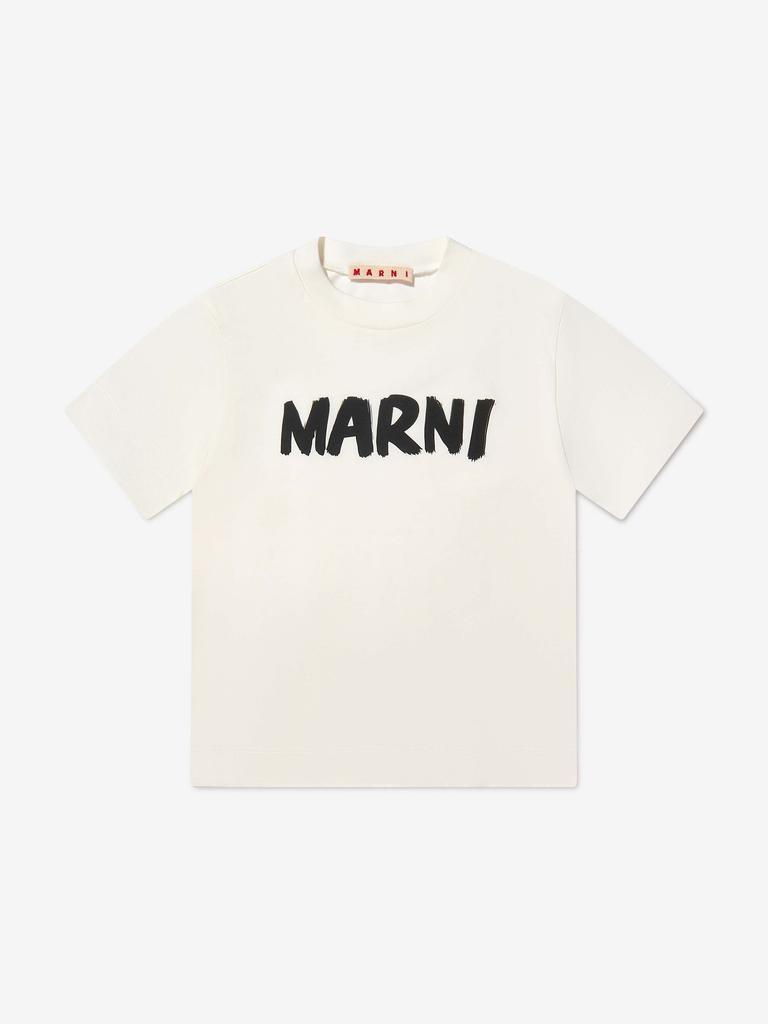 商品Marni|Marni Ivory Kids Chest Logo Print T-Shirt,价格¥605,第1张图片