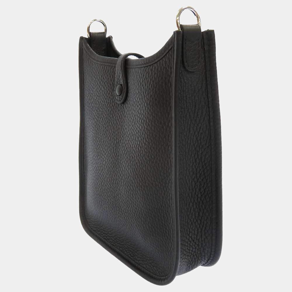 商品Hermes|Hermes Black Taurillon Clemence Leather Evelyne Amazon TPM Shoulder Bag,价格¥27579,第4张图片详细描述