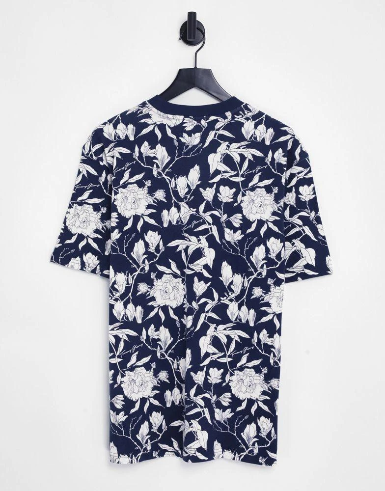 商品Tommy Jeans|Tommy Jeans cotton collegiate logo t-shirt in navy floral print - NAVY,价格¥266,第2张图片详细描述
