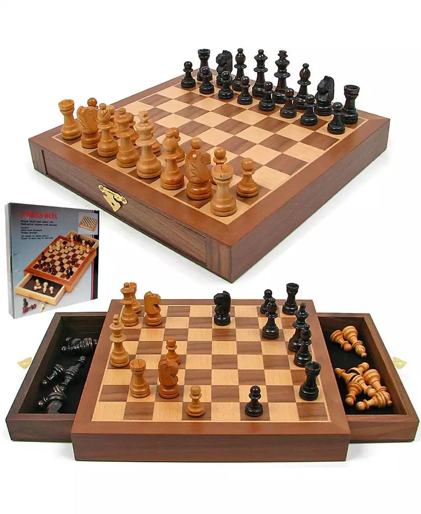 商品Trademark Global|Trademark Games Inlaid Walnut Style Magnetized Wood Wstaunton Wood Chessmen,价格¥375,第1张图片