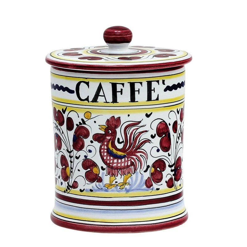商品Artistica - Deruta of Italy|Orvieto Red Rooster: Caffe' (Coffee) Container Canister,价格¥1263,第1张图片