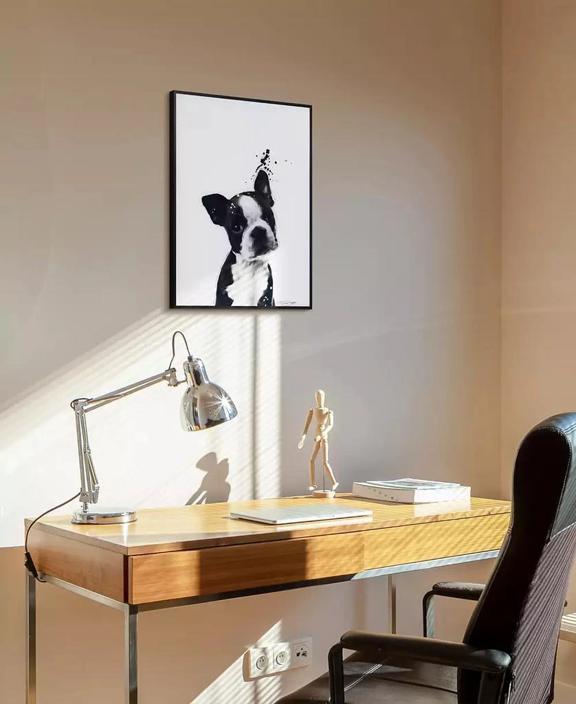 "Boston Terrier" Pet Paintings on Printed Glass Encased with A Black Anodized Frame, 24" x 18" x 1" 商品