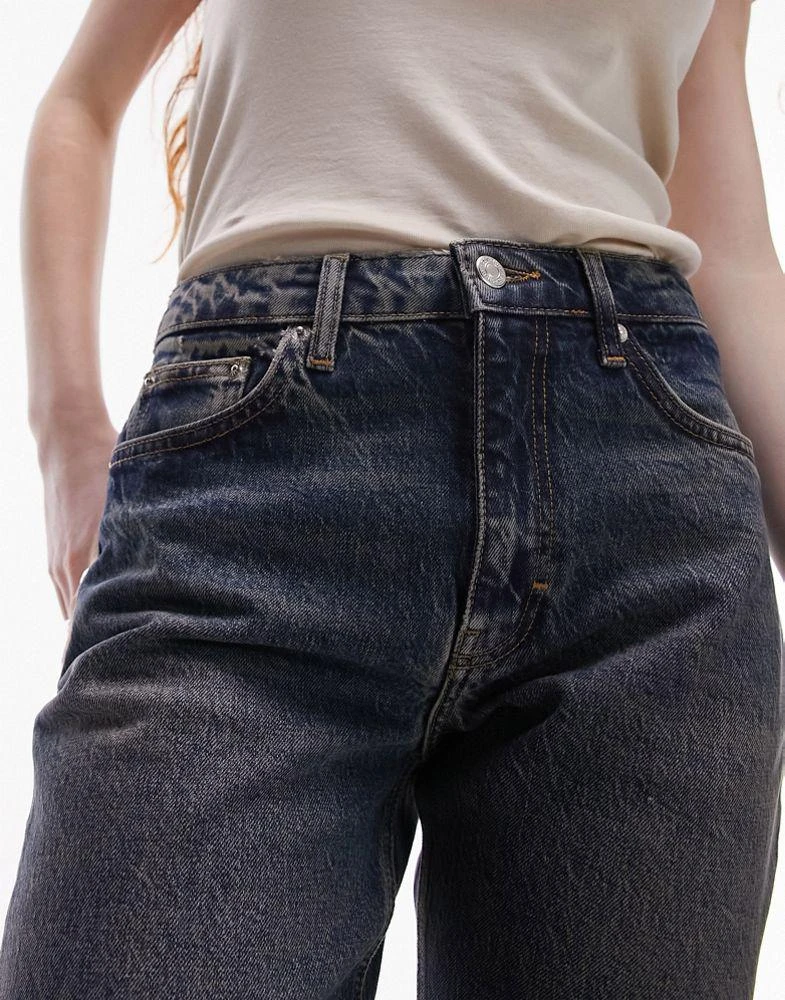 商品Topshop|Topshop mid rise straight jeans in deep sea,价格¥441,第2张图片详细描述