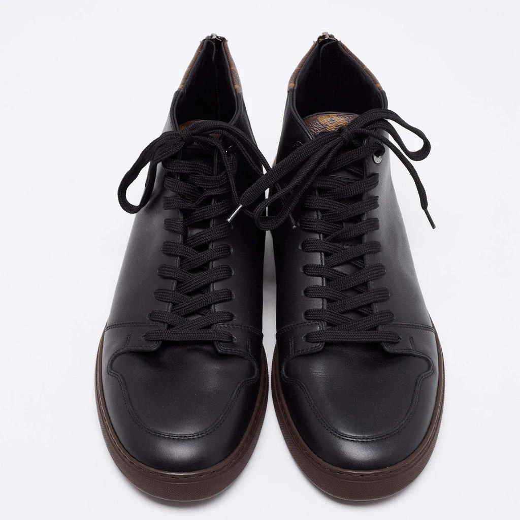商品[二手商品] Louis Vuitton|Louis Vuitton Black/Brown Leather and Monogram Canvas Line Up High-Top Sneakers Size 39.5,价格¥2954,第3张图片详细描述
