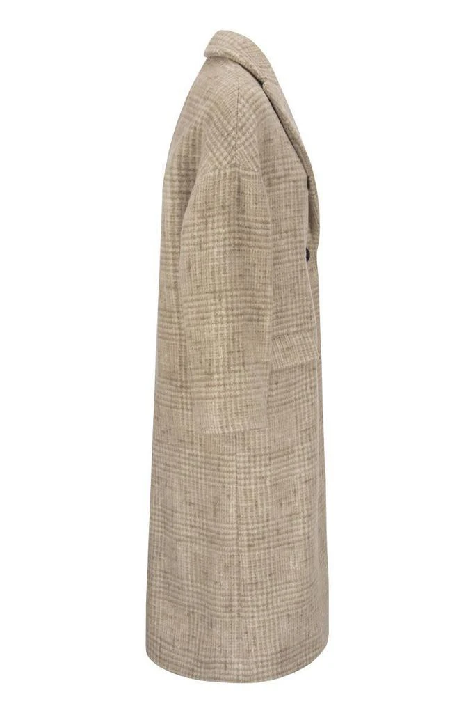 商品Brunello Cucinelli|BRUNELLO CUCINELLI Prince of Wales cloth coat in alpaca and wool with jewellery,价格¥26585,第3张图片详细描述