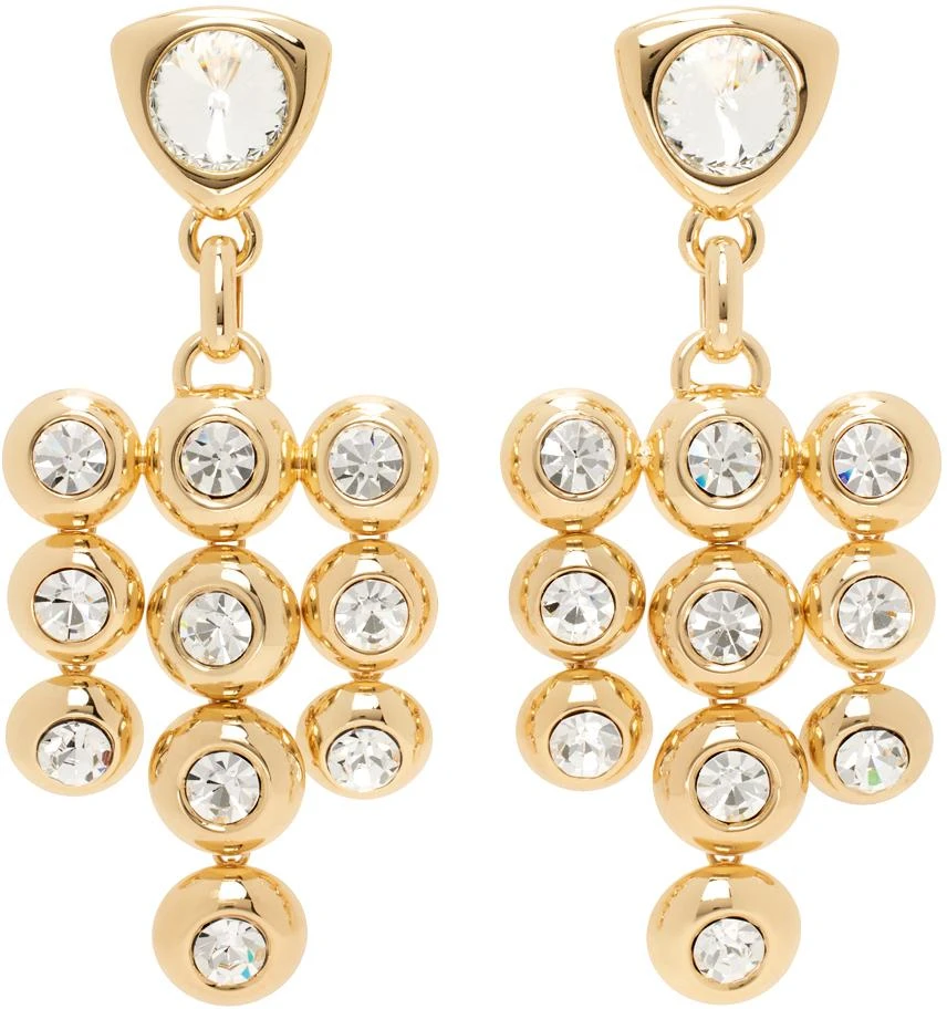 商品AREA|Gold Crystal Chandelier Earrings,价格¥841,第1张图片