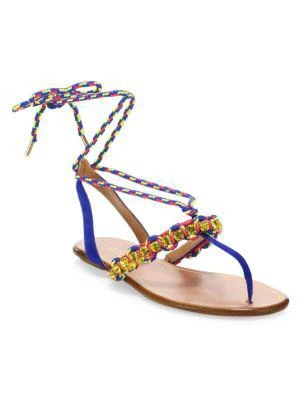 商品Aquazzura|Surf Embellished Braided Suede Sandals,价格¥1469,第2张图片详细描述