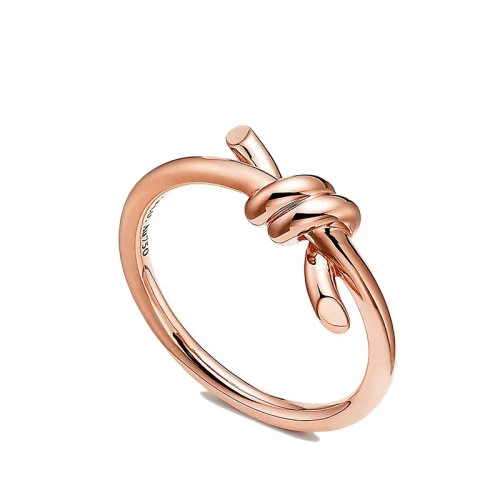 商品Tiffany & Co.|  Tiffany & Co./蒂芙尼 22春夏新款 Knot系列 18K金 玫瑰金色 绳结戒指GRP12003,价格¥10483,第1张图片