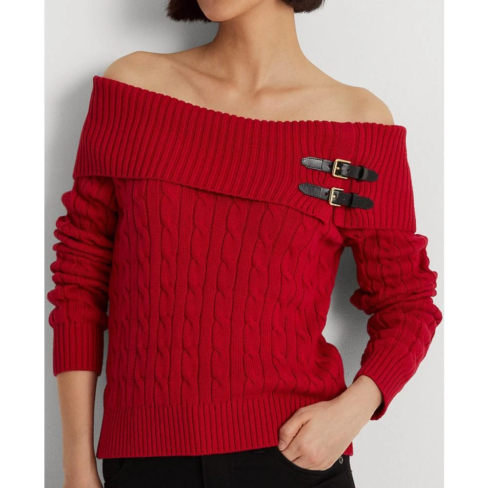 商品Ralph Lauren|Women's Off-the-Shoulder Cable-Knit Sweater,价格¥198,第3张图片详细描述