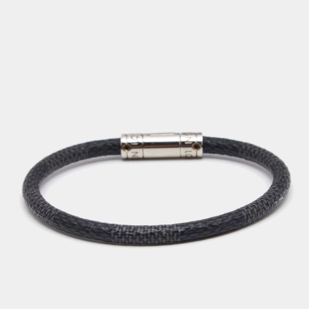 Louis Vuitton Keep It Black Canvas Silver Tone Metal Bracelet商品第3张图片规格展示