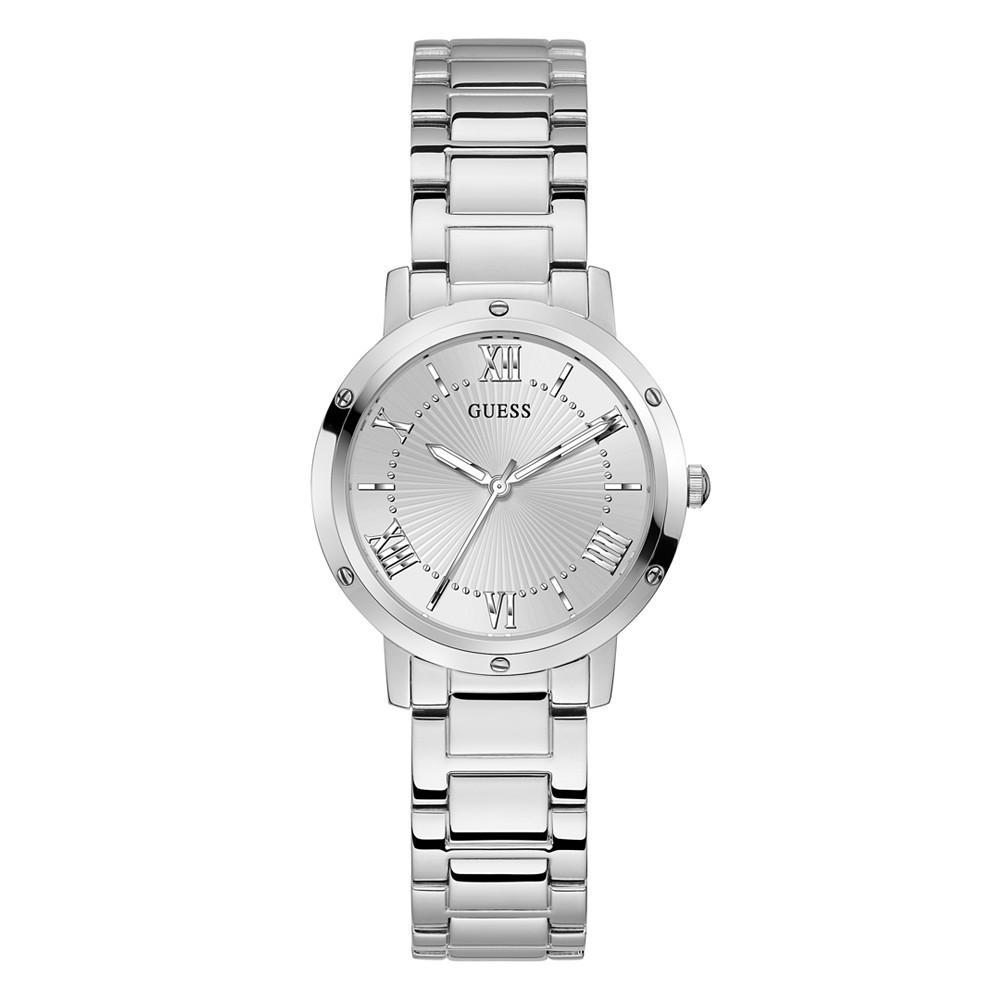 商品GUESS|Women's Silver-Tone Stainless Steel Bracelet Watch, 34mm,价格¥743,第1张图片