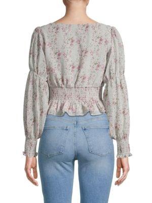 Smocked-Waist Floral Top商品第2张图片规格展示