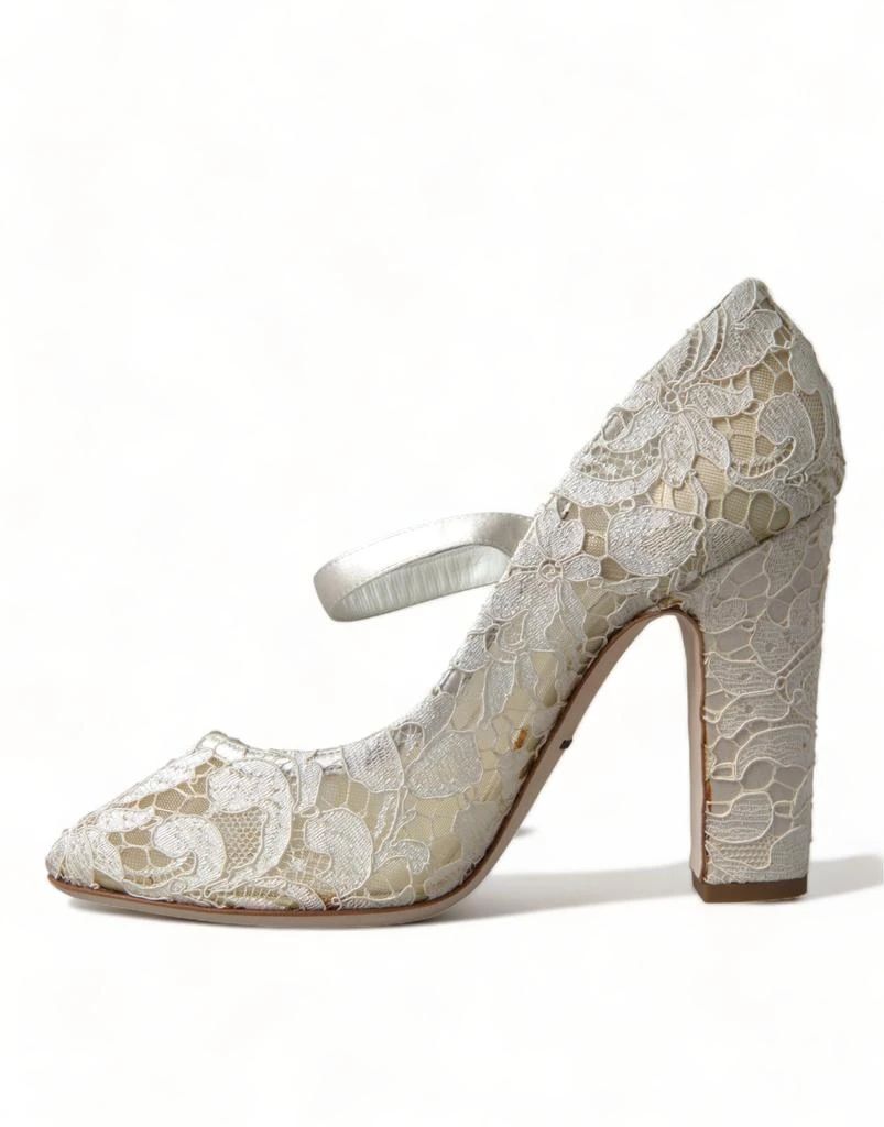 商品Dolce & Gabbana|Dolce & Gabbana Chic Lace Block Heels Sandals in Cream White,价格¥4818,第5张图片详细描述