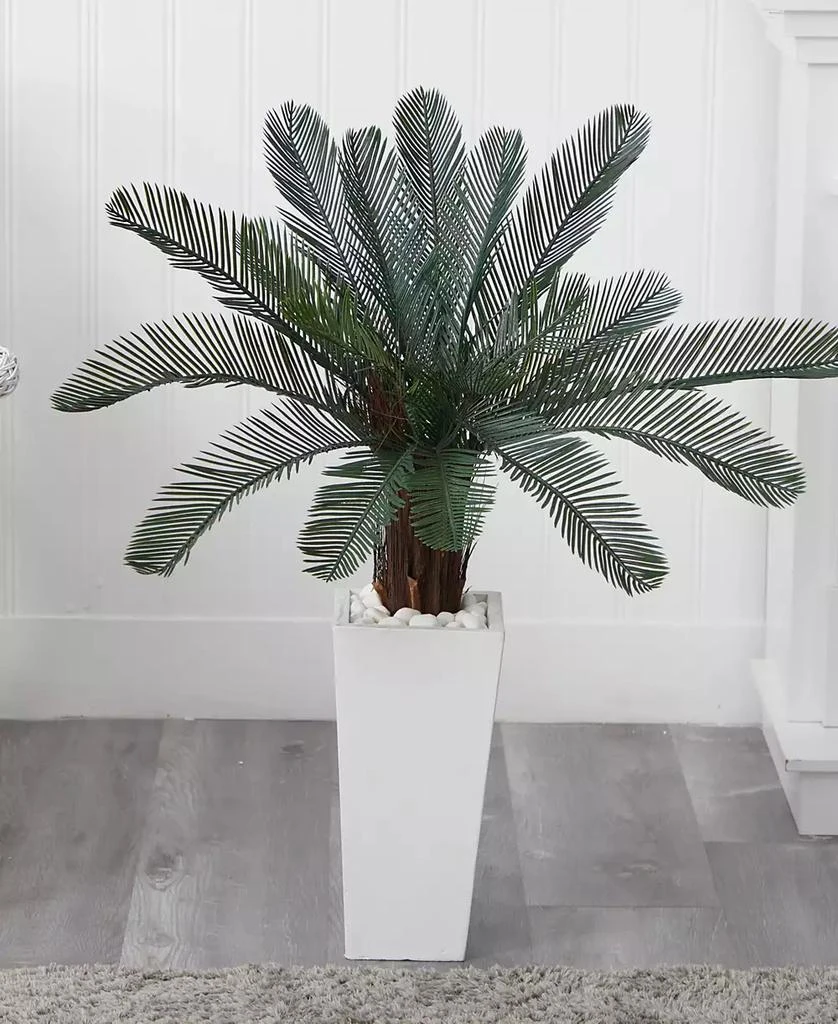 商品NEARLY NATURAL|40" Cycas Artificial Tree in White Tower Planter UV Resistant,价格¥1118,第4张图片详细描述