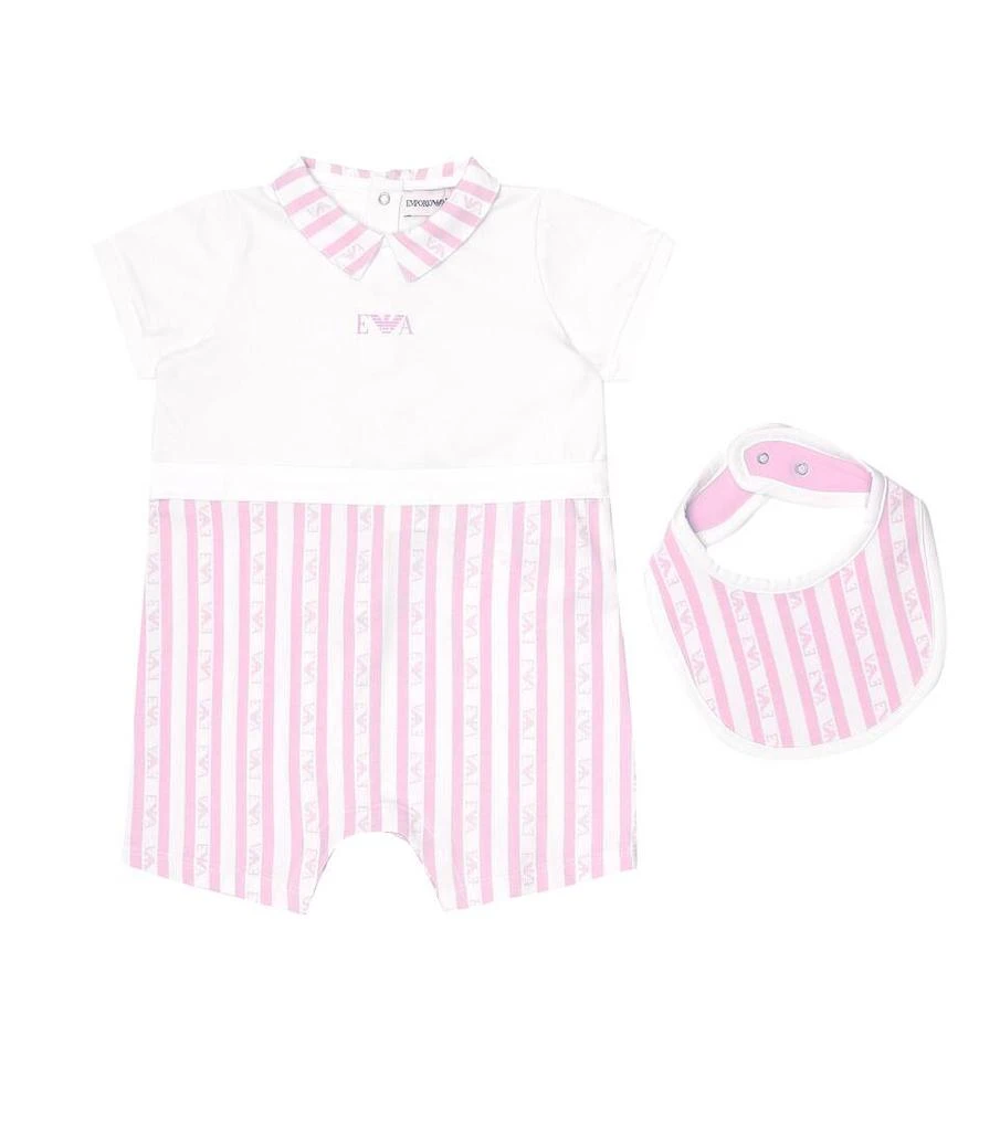 商品Emporio Armani|Baby striped cotton onesie and bib set,价格¥700,第1张图片
