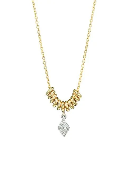 商品Meira T|14K Yellow Gold &amp; Pavé Diamond Marquise Disc Necklace,价格¥3959,第1张图片