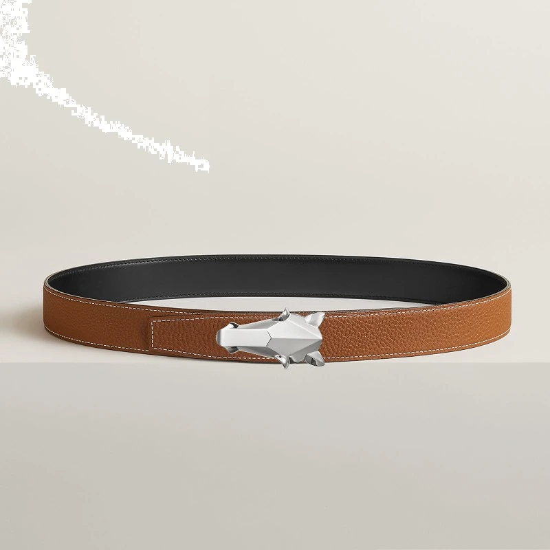 Hermes/爱马仕 男士黑色/棕色小牛皮腰带32mm 商品