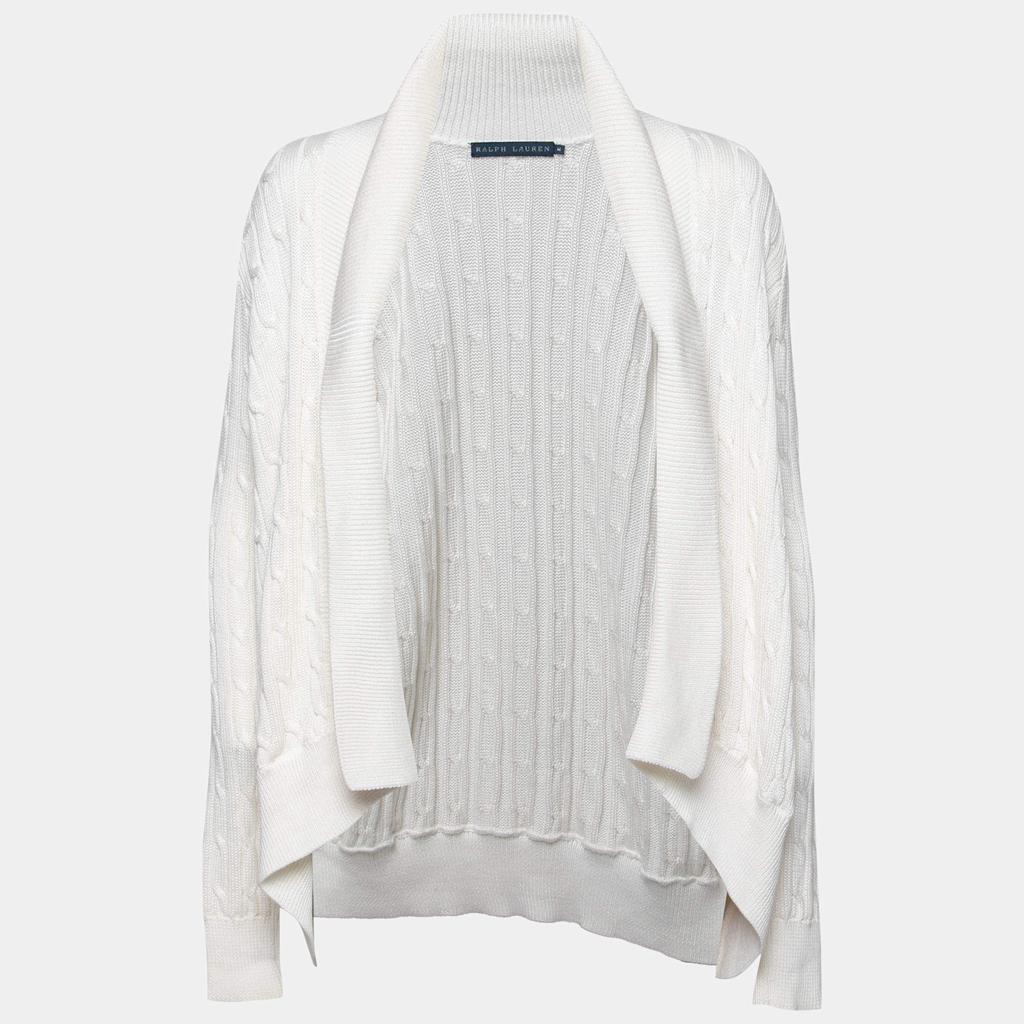 Ralph Lauren Off White Cable Knit Shawl Neck Cardigan M商品第1张图片规格展示