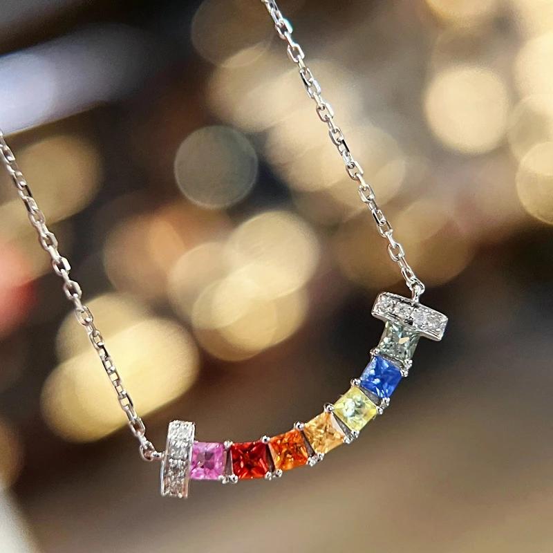 商品[国内直发] Order Dream|18K宝石彩虹钻石微笑项链,价格¥2475,第1张图片
