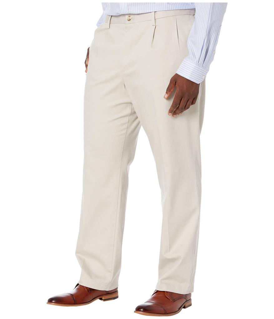 Big & Tall Classic Fit Signature Khaki Lux Cotton Stretch Pants - Pleated商品第2张图片规格展示