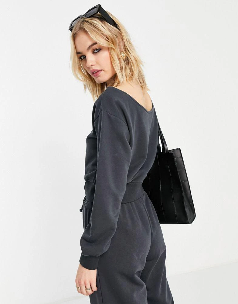 商品Adidas|adidas Originals '80's Aerobic' off shoulder sweatshirt in black,价格¥229,第2张图片详细描述
