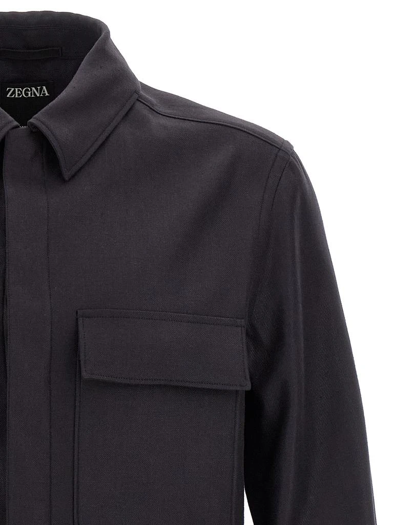 商品Zegna|Oasi Lino Overshirt Shirt And Blouse Blue,价格¥8303,第3张图片详细描述