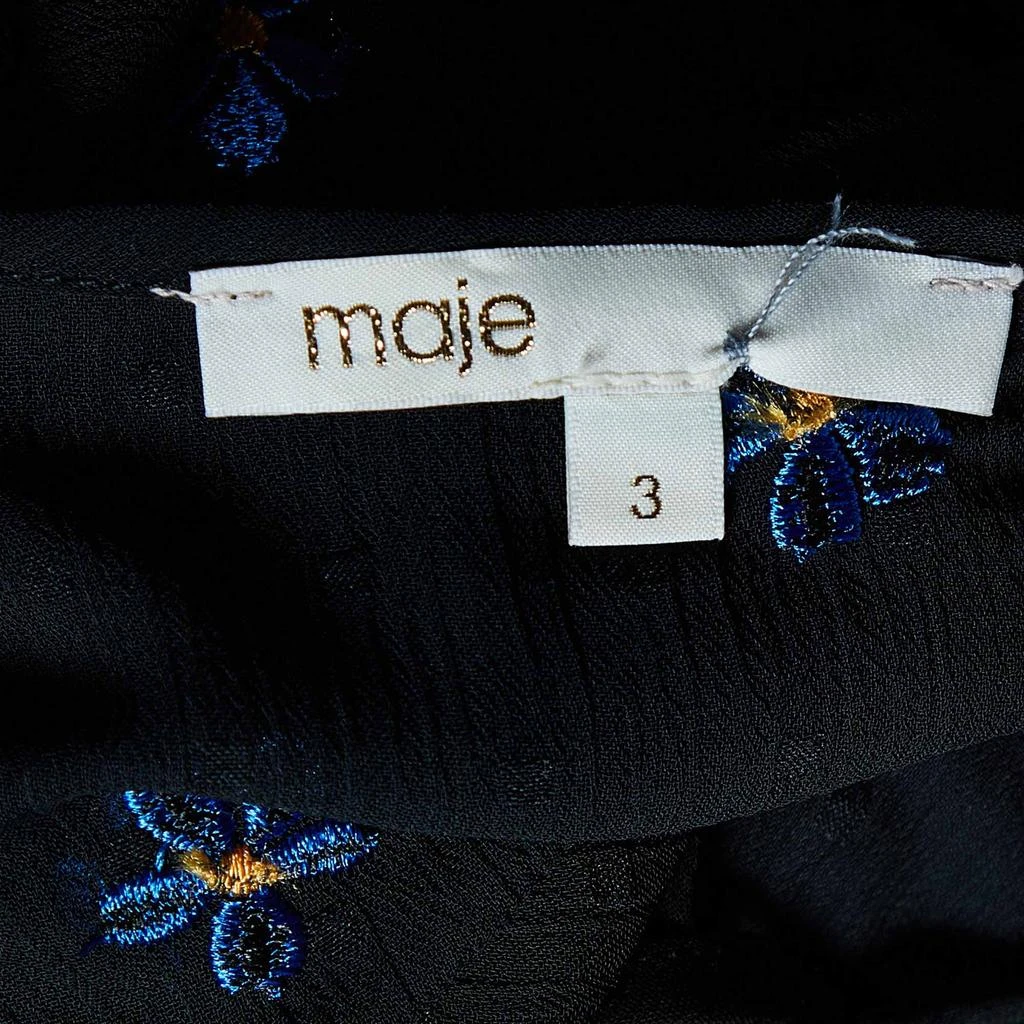 商品[二手商品] Maje|Maje Black Dotted Embroidered Crepe Ruffled Top L,价格¥975,第4张图片详细描述