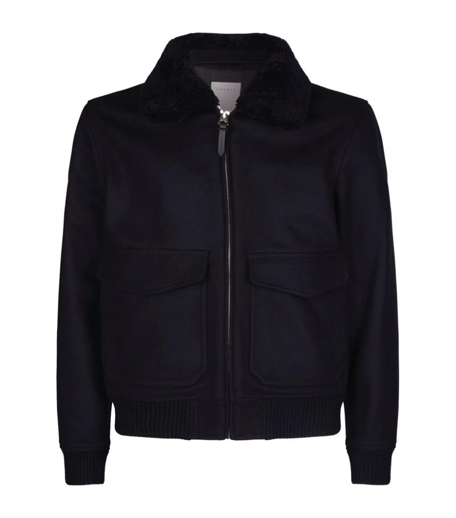 商品Sandro|Shearling Collar Aviator Jacket,价格¥6320,第1张图片