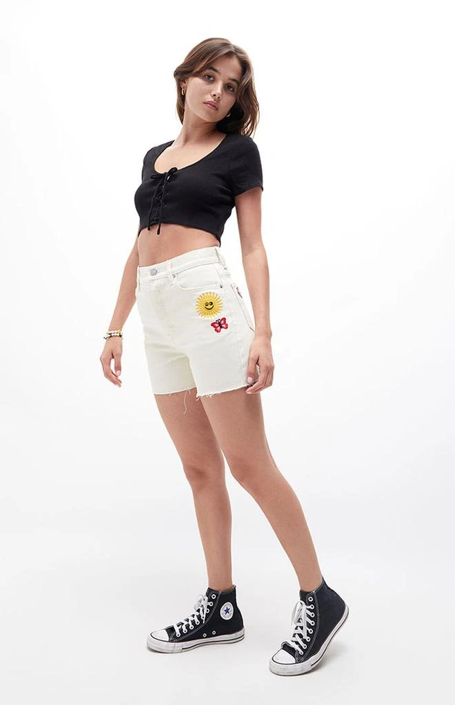 Embroidered Girlfriend Denim Shorts 商品